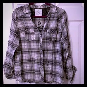 Black &White Plaid Bling Flannel